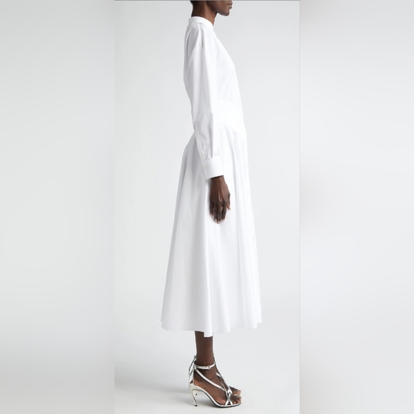 NWT Alexander McQueen White Corset Midi Shirt Dress - Picture 3 of 16